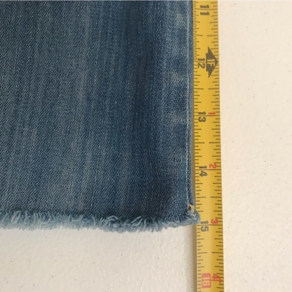 Old Navy High Rise Blue Denim Jean Skirt Distressed Raw Hem Women Size 10 - Picture 10 of 11